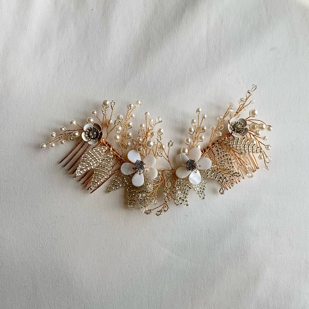 Floral Beaded Hair Piece, Wedding Hair Piece